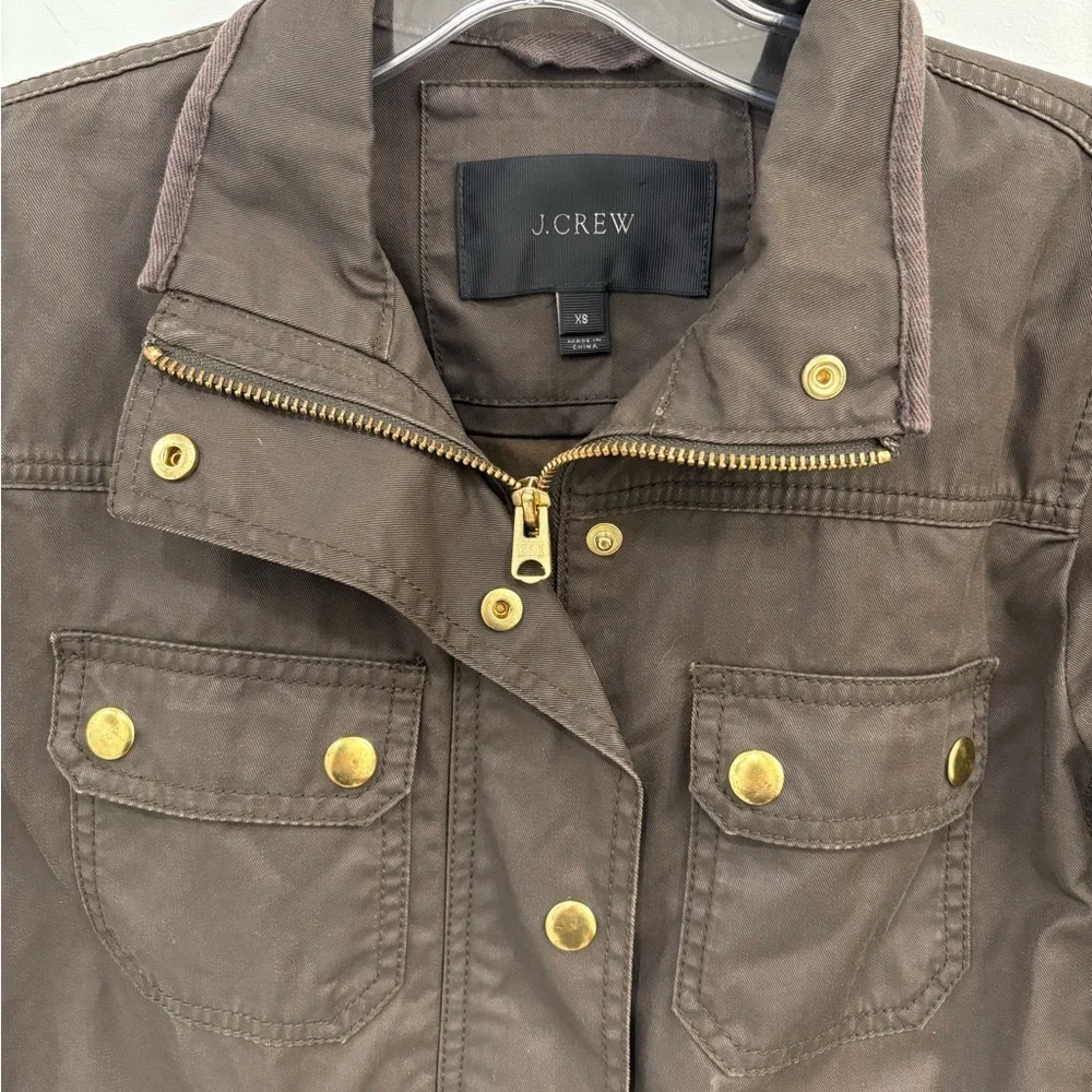 J. Crew Downtown Olive Green Utility Waxed Field Jacket Size XS